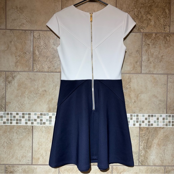 Ted Baker Color Block Navy and White Dress 2 - Picture 4 of 6